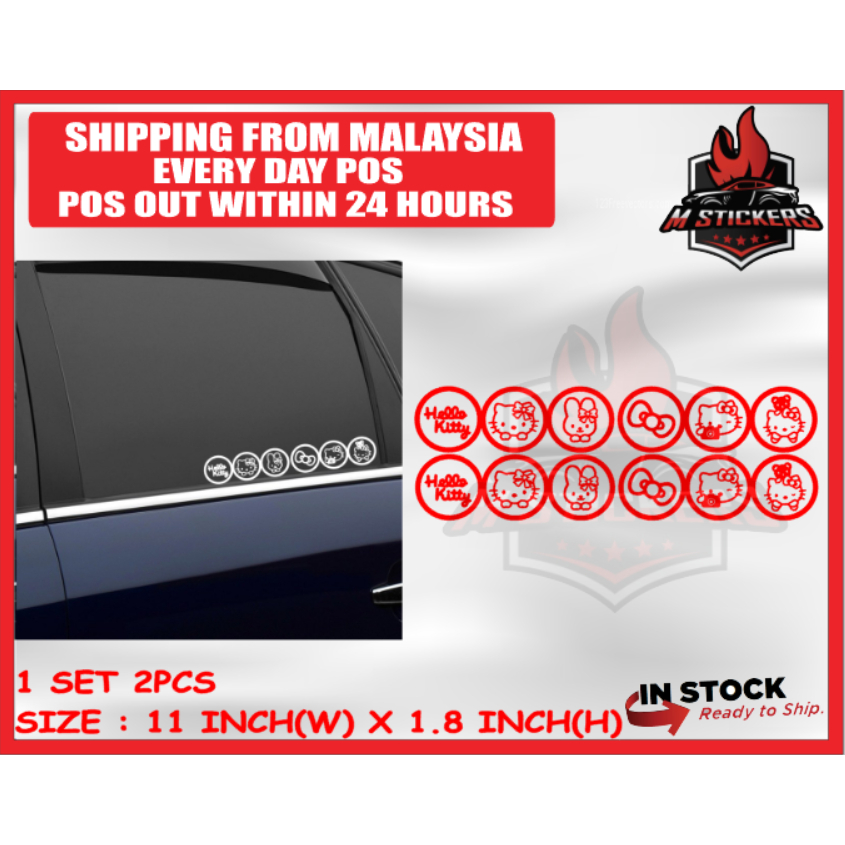 2PCSHELLO KITTY VERSION 6 SYMBOLS STICKER MYVI VIVA AXIA VIOS CITY ...