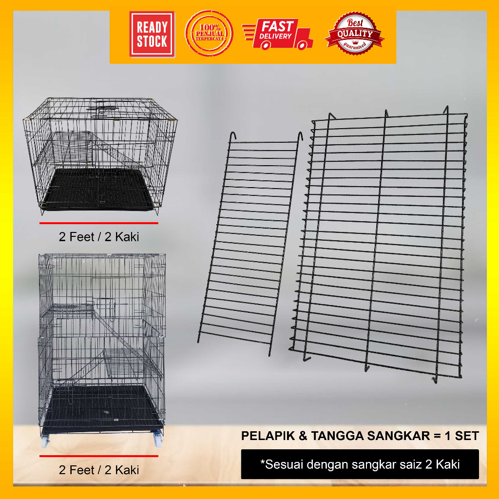 Platform + Ladder - 1 Set for Cat Cage 2 Feet / Pelapik & Tangga untuk ...
