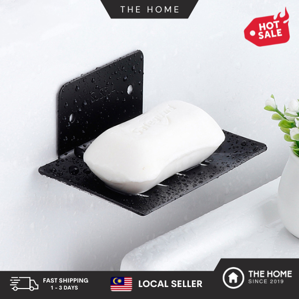 THE HOME 304 Stainless Steel Soap Holder Black Soap Box Draining Rack ...