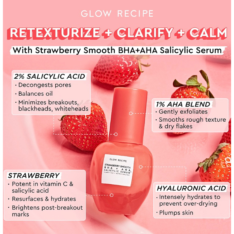 Glow Recipe Strawberry Smooth BHA + AHA Salicylic Acid Serum 5 ml ...