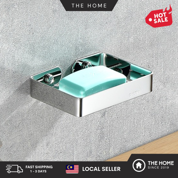 THE HOME 304 Stainless Steel Soap Holder Soap Box Draining Rack Drain Soap Storage Rack Sabun