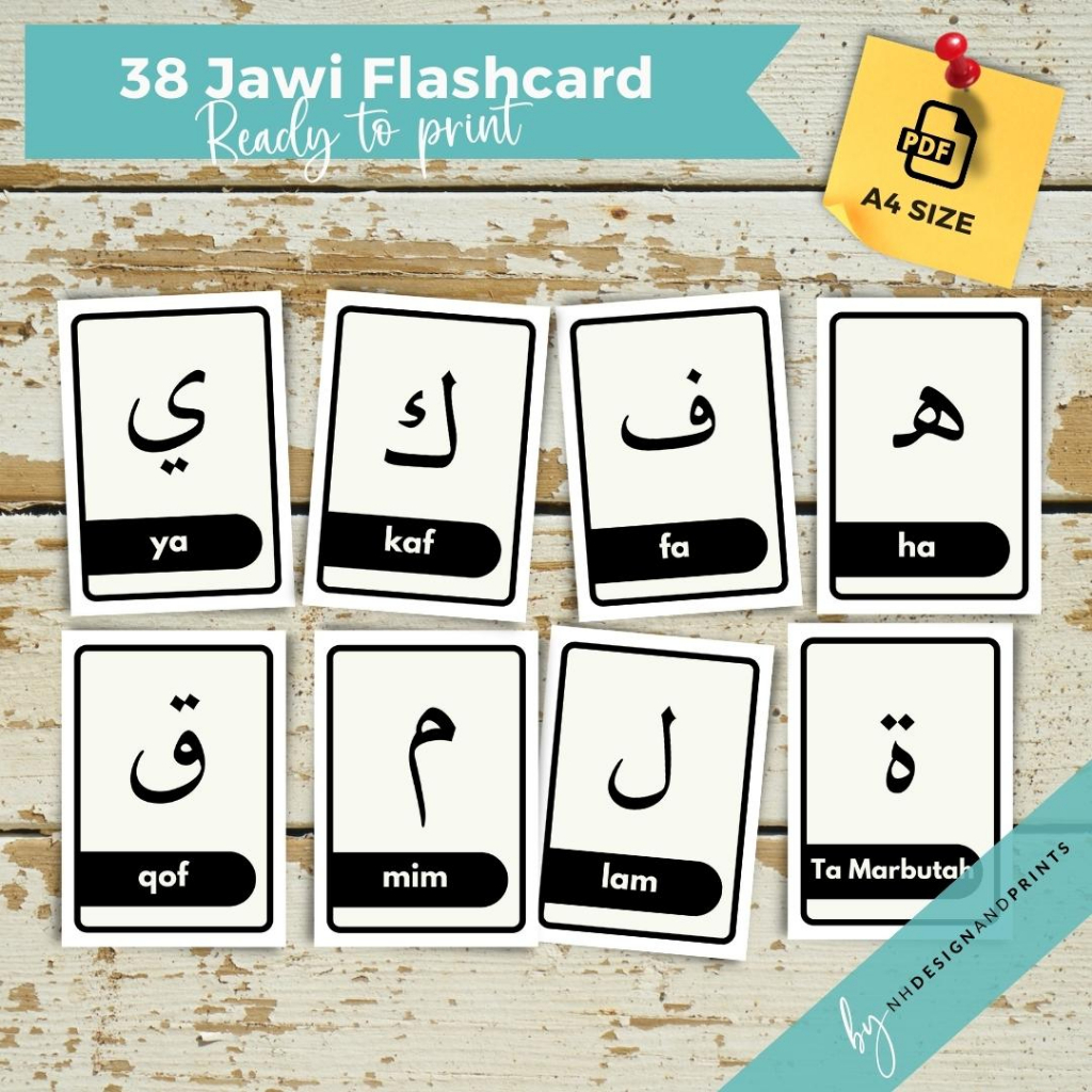 [PDF Soft Copy] Flashcards Jawi | Flashcard Hijaiyah | Arabic Alphabet ...