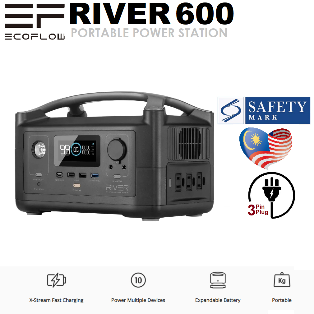 EcoFlow RIVER Portable Power Station (3 x 600W AC Outlets and 288 Wh