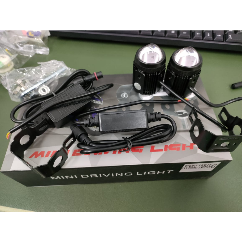 MOTORCYCLE MINI SPORT LIGHT 1 SET 2 PSC LED 12v YELLOW + WHITE ACC