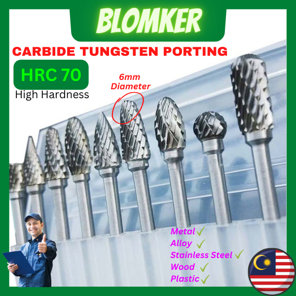 6mm A-TYPE Head Tungsten Carbide Rotary File Tool Point Burr Die Grinder Abrasive Tools Drill Milling Carving Bit Tool For Metal