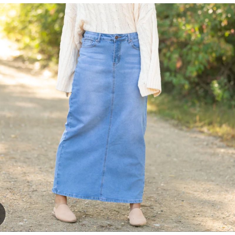 skirt jeans labuh muslimah style ready stok Shopee Malaysia