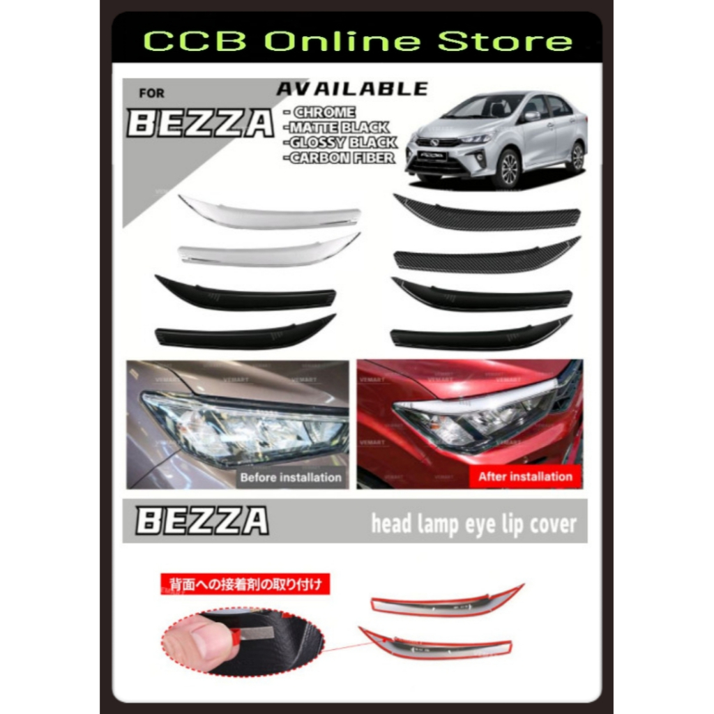 PERODUA BEZZA 2019 - 2023 HEAD LAMP LIP SPORTIVO DESIGN - 2PCS/SET ...