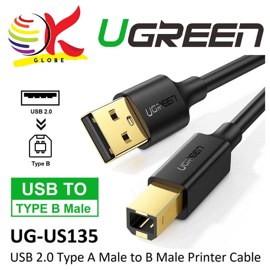 UGREEN USB 2.0 USB A MALE TO USB B MALE PRINTER CABLE WITH GOLD PLATED ...