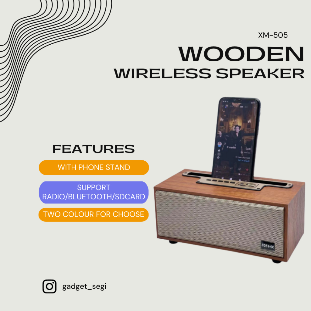 [READY STOCK] XM505 Wooden Wireless Speaker Vintage Bluetooth Speaker