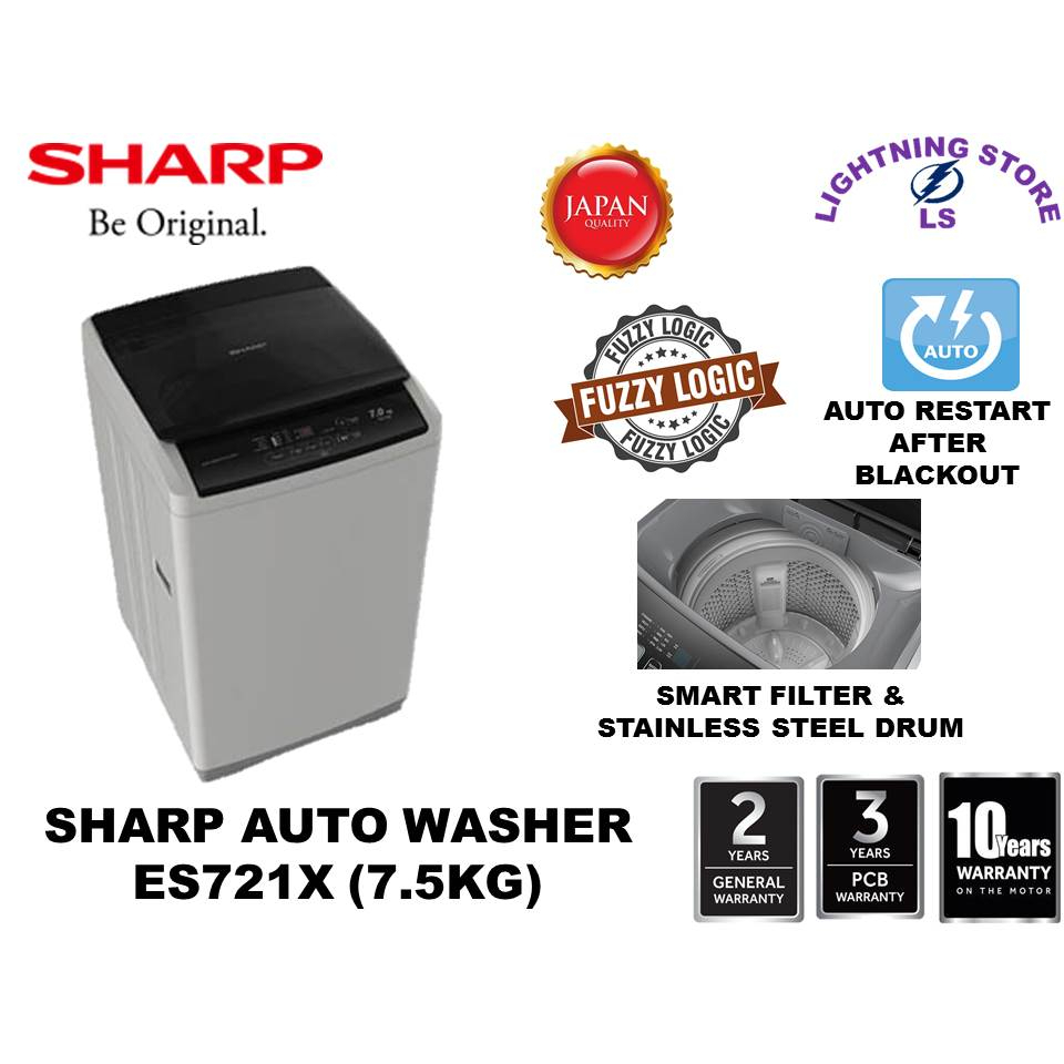 SHARP FULLY AUTO WASHING MACHINE 7.5KG ES721X | Shopee Malaysia