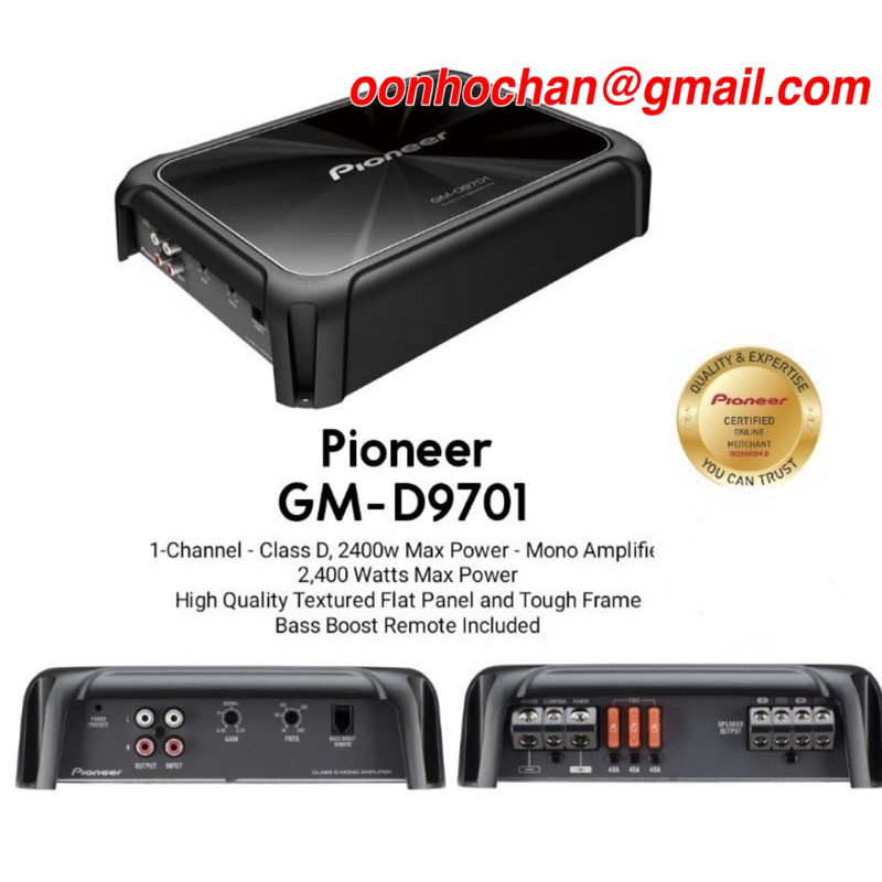 PIONEER GMD9701 CLASSD MONO AMPLIFIER WITH WIRED BASS BOOST REMOTE