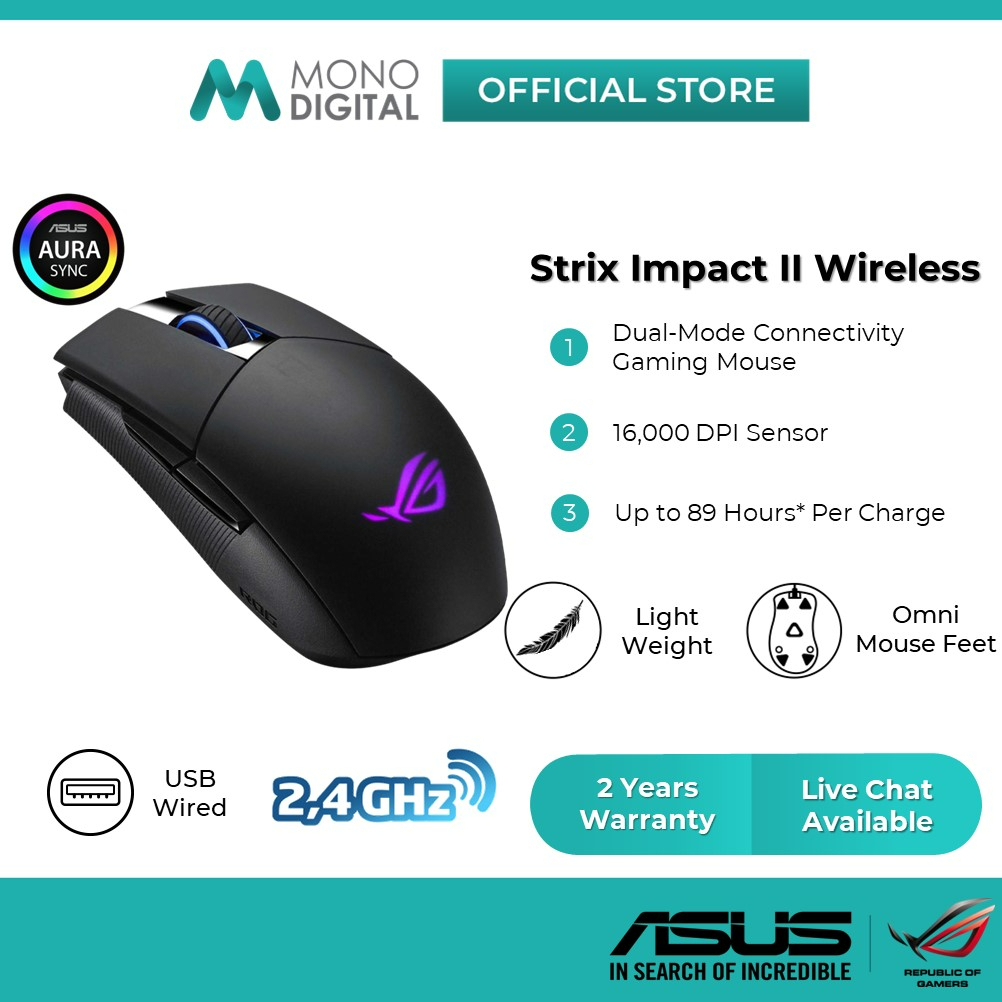 ASUS ROG Strix Impact II Wired/Wireless/Moonlight Ergonomic Gaming