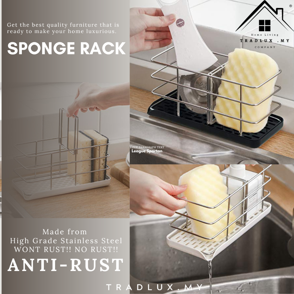 Sponge Rack Holder Kitchen Sink Rack 304 Stainless Steel Kitchen Sink ...