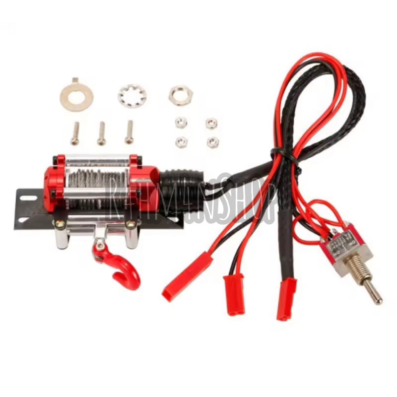 Verricello Metallico Con Telecomando E Paraurti Anteriore Per SCX10 D90 1/10 RC