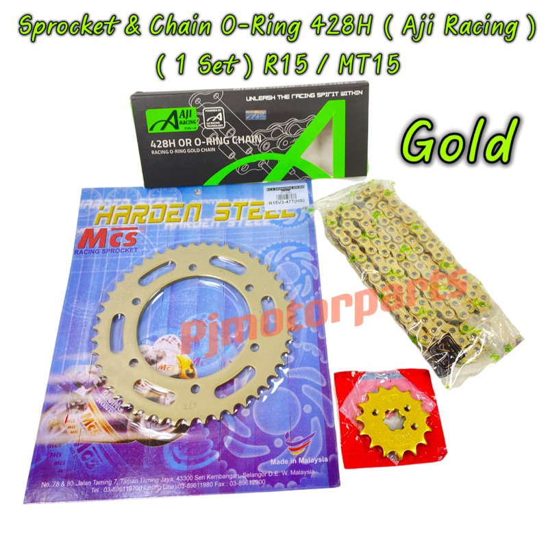 Sprocket Set Yamaha R15 / MT15 / R-15 / R 15 ( 1 Set ) Aji Racing 428 O ...