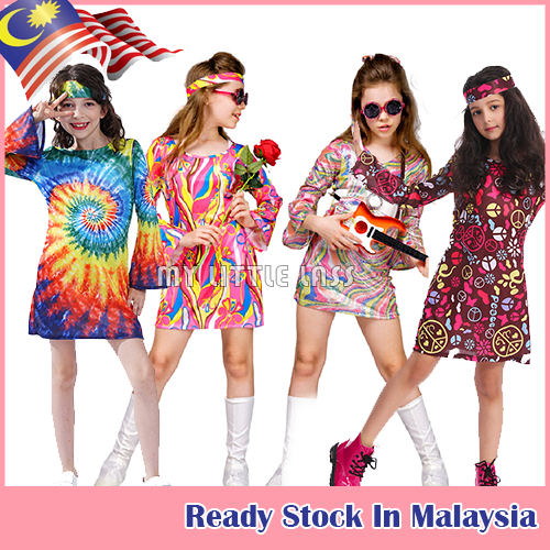 Children Girl Retro 60 70s Disco Dazzler Costume Sparkle Metallic Hippie Old School Dress Up Costume for Girl Shopee Malaysia