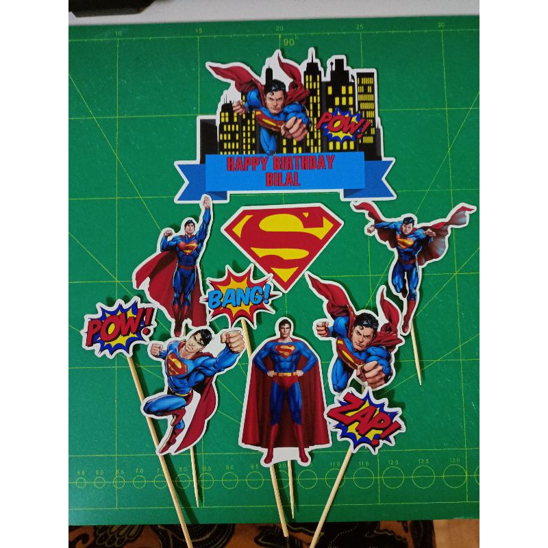 SUPERMAN CAKE TOPPER (FREE ADD NAME) | Shopee Malaysia