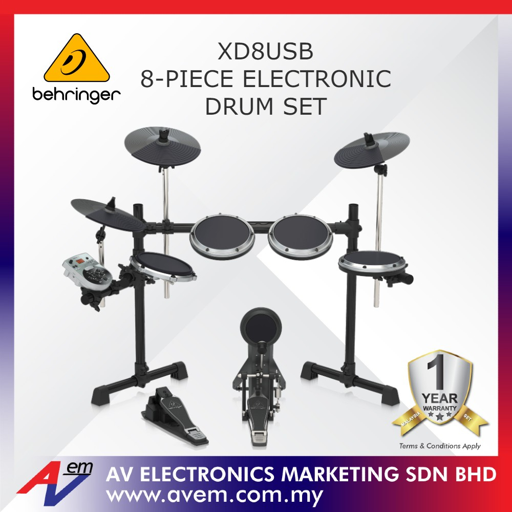 BEHRINGER XD8USB 8Piece Electronic Drum Set with 123 Sounds, 15 Drum