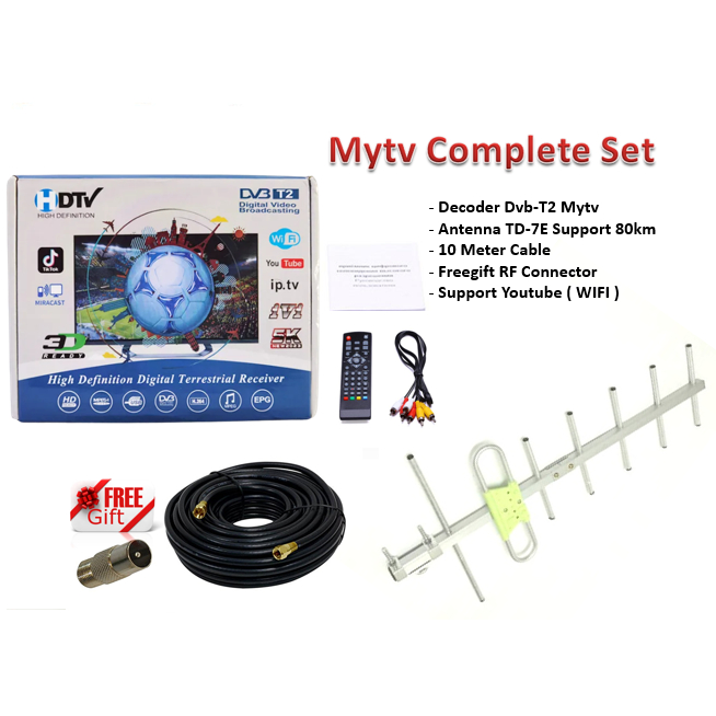 Ready stock Mytv Full Complete Set ( Decoder + Antenna + Cable ...