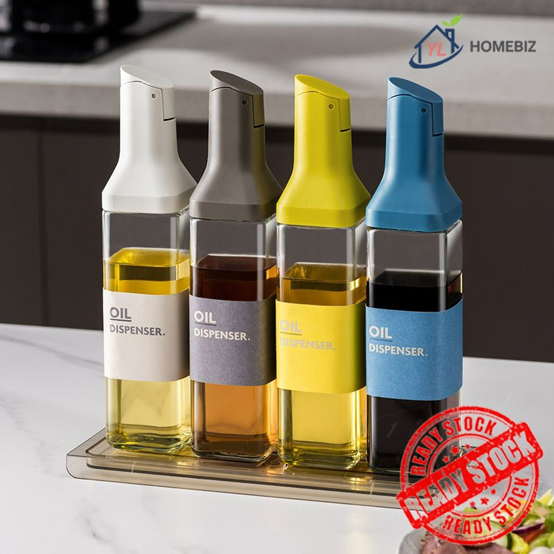 Oil Dispenser Bottle Sauce Glass Bottle Automatic Opening Bottles For