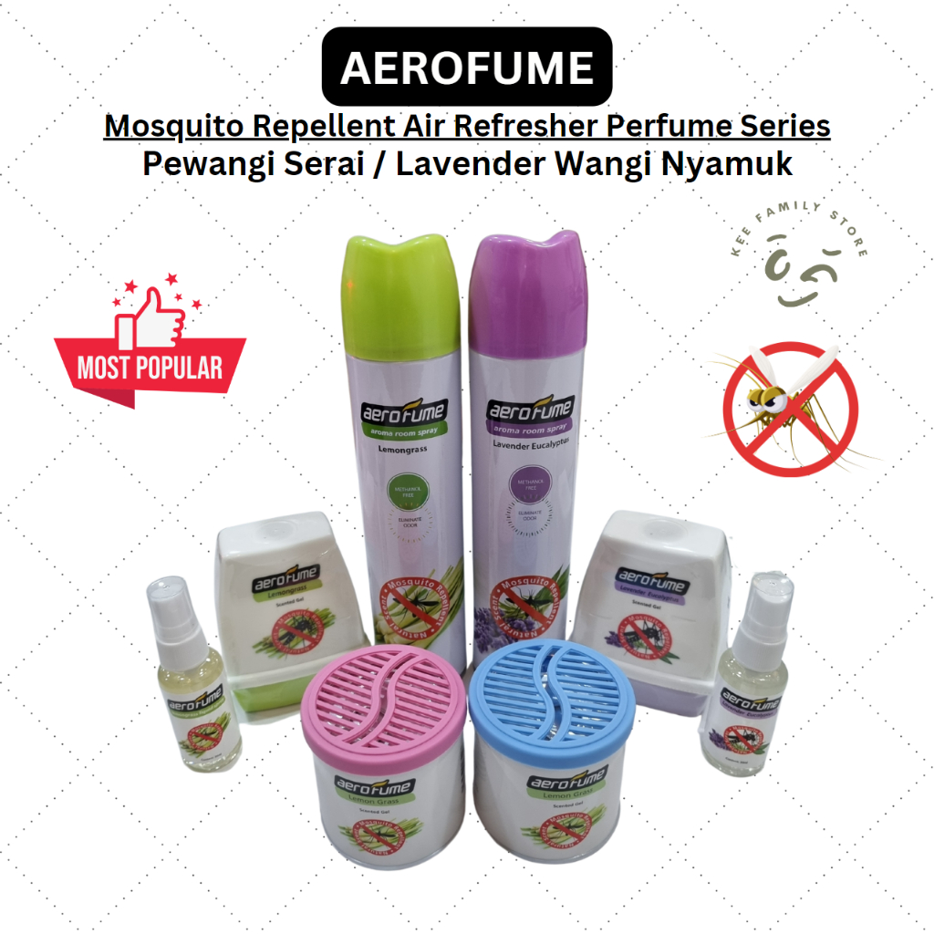 Aerofume Natural Mosquito Repellent Air Freshener Perfume Series Gel Spray Pewangi Serai 5238