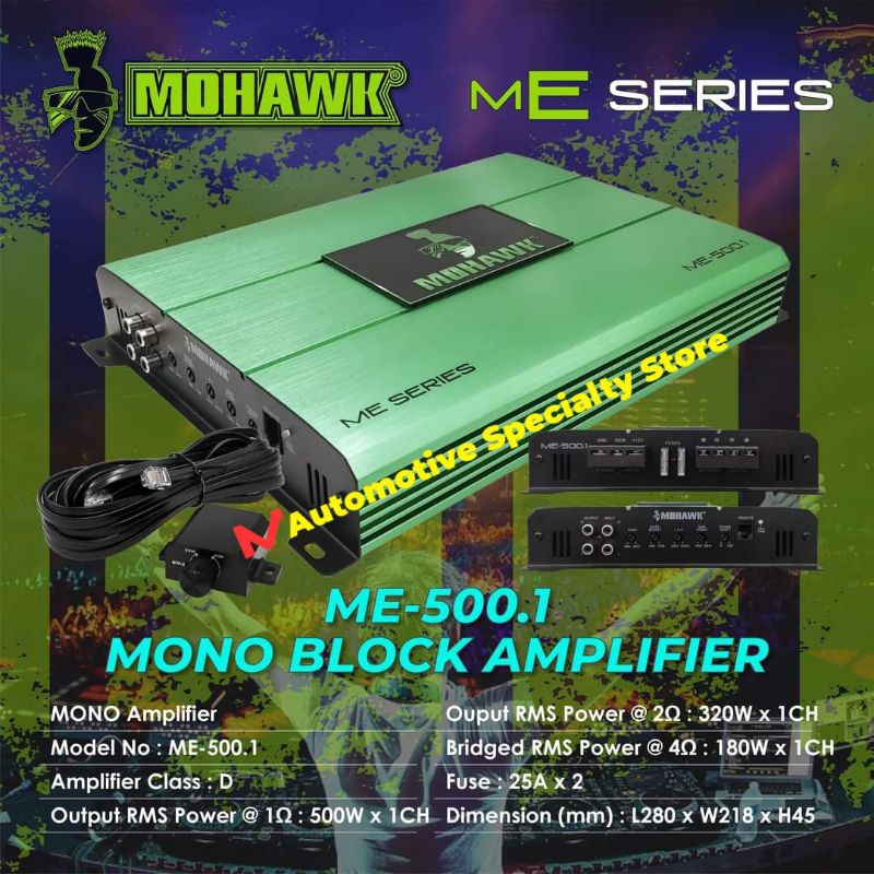 Mohawk Monoblock Amplifier ME500.1 Mohawk Amplifier Me500 Car