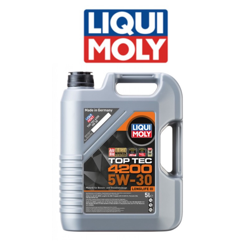 5w30 Liqui Moly Fully Synthetic Top Tec 4200 5W30 Engine Oil (5L