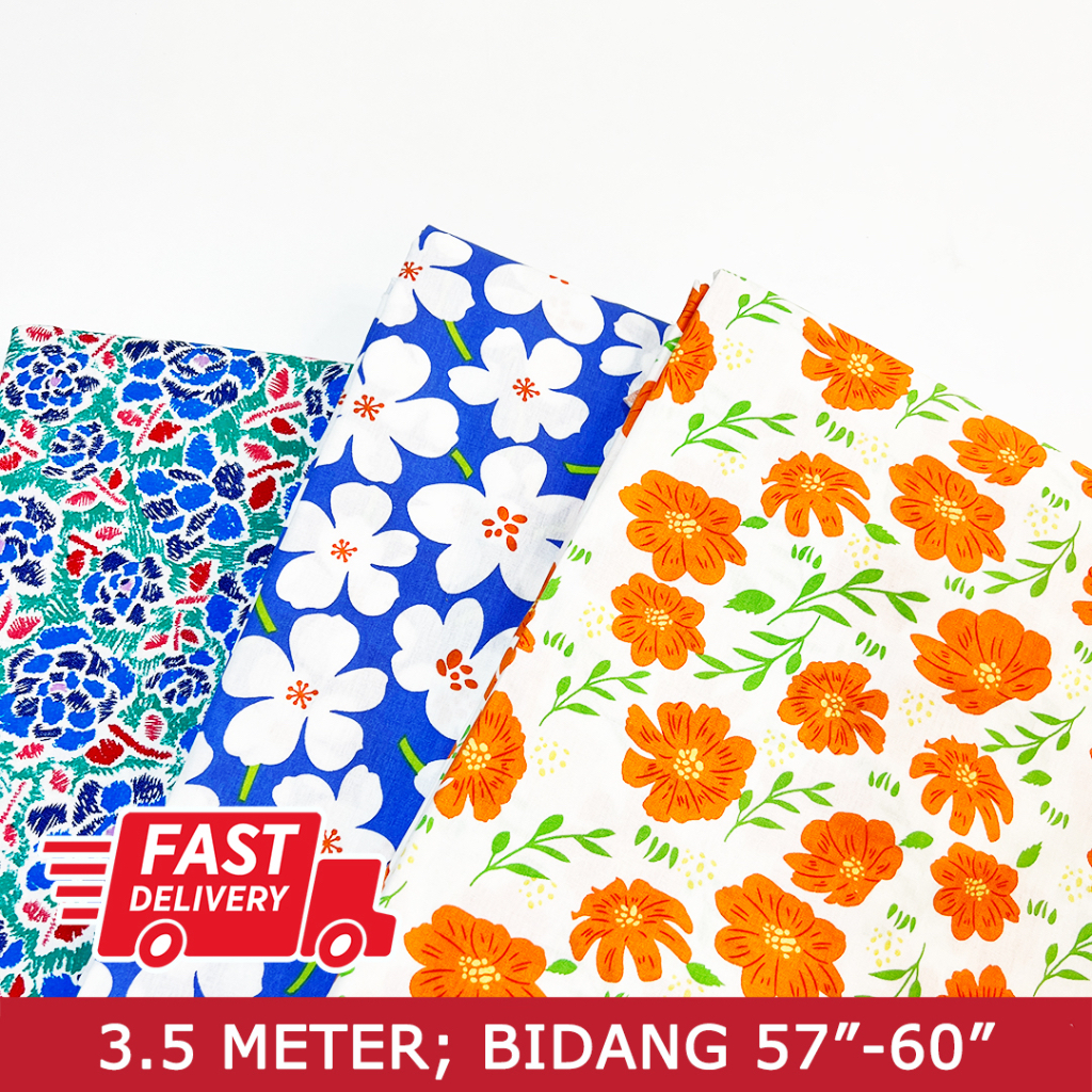 [READY STOCK] Kain Pasang Cotton English Bunga Rose Flower Design