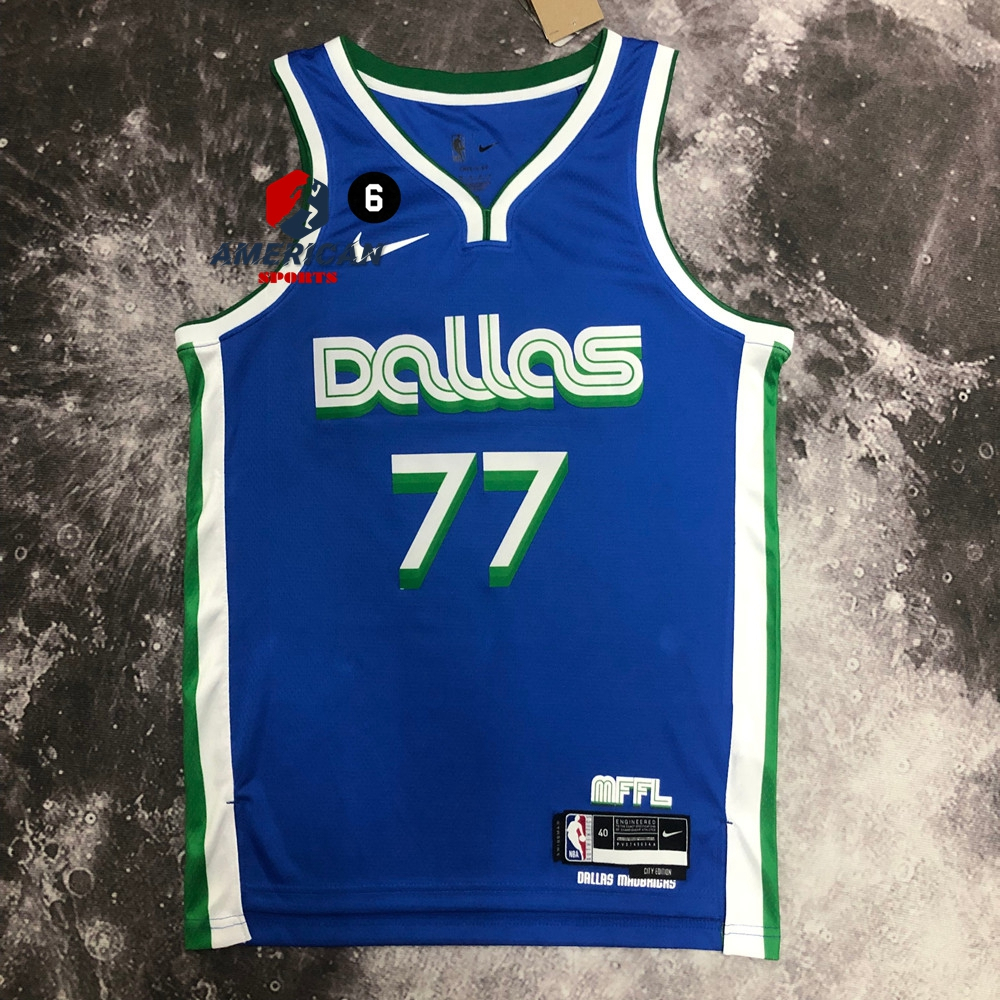 2023 Men's NBA Dallas Mavericks 77 Luka Doncic Blue Basketball Player ...