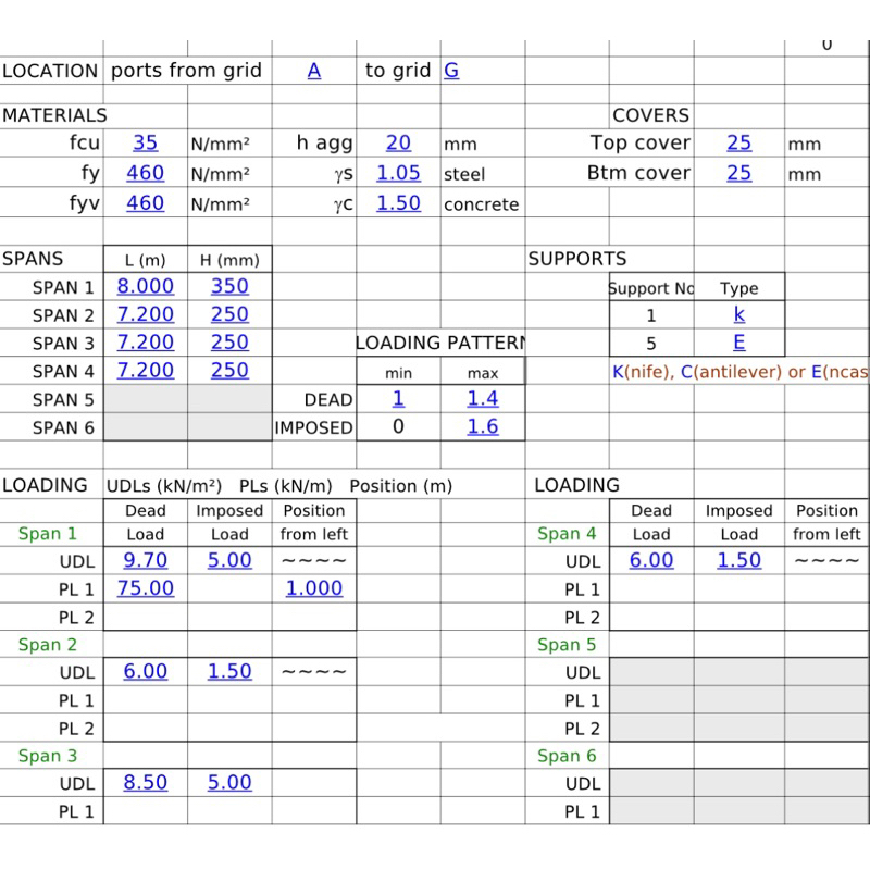 Two Way Slab Design Spreadsheet Civil Engineering Design Spreadsheet