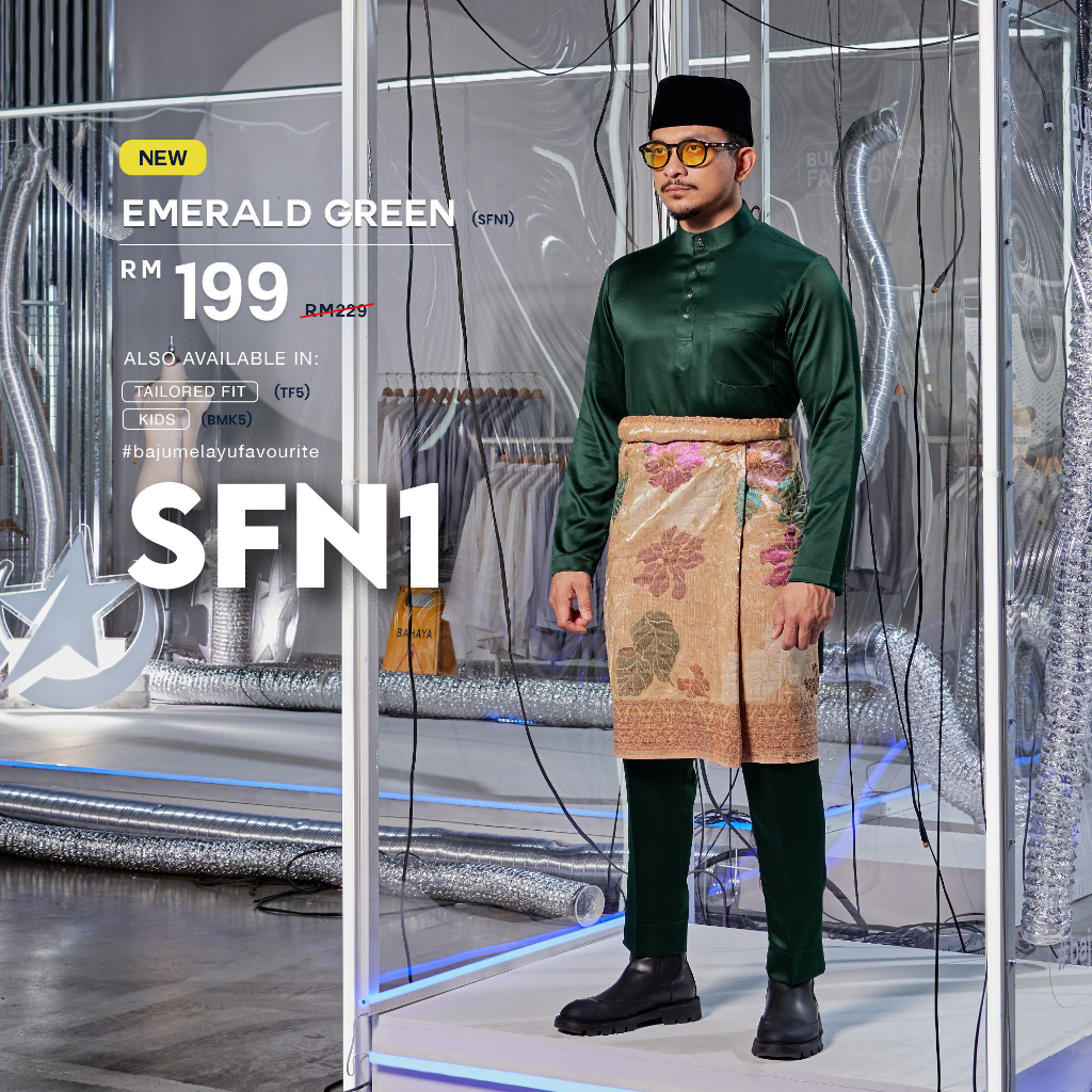 [ Slim Fit Emerald Green ] Baju Melayu Bulan Bintang 2023 Shopee Malaysia