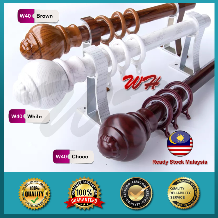 W40Series Single (FULL SET) Premium Aluminium Curtain Rod / Rod