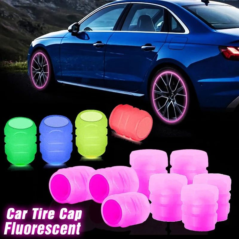 Glow Light Tire Valve Caps Luminous Car Tire Valves Caps Motorcycle Truck Bicycle Wheel Air Cap