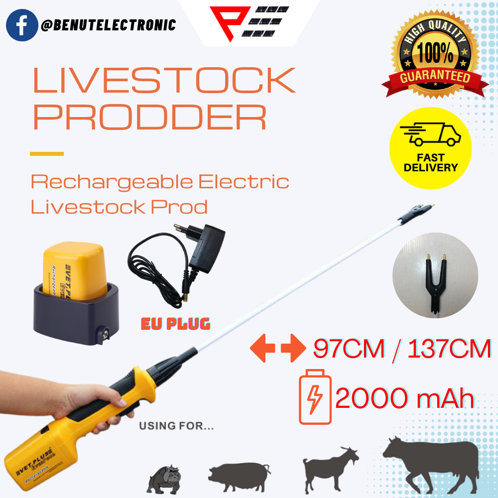 VETPLUS Rechargeable Livestock Prod Animal Prodder Electric Shock Tools ...