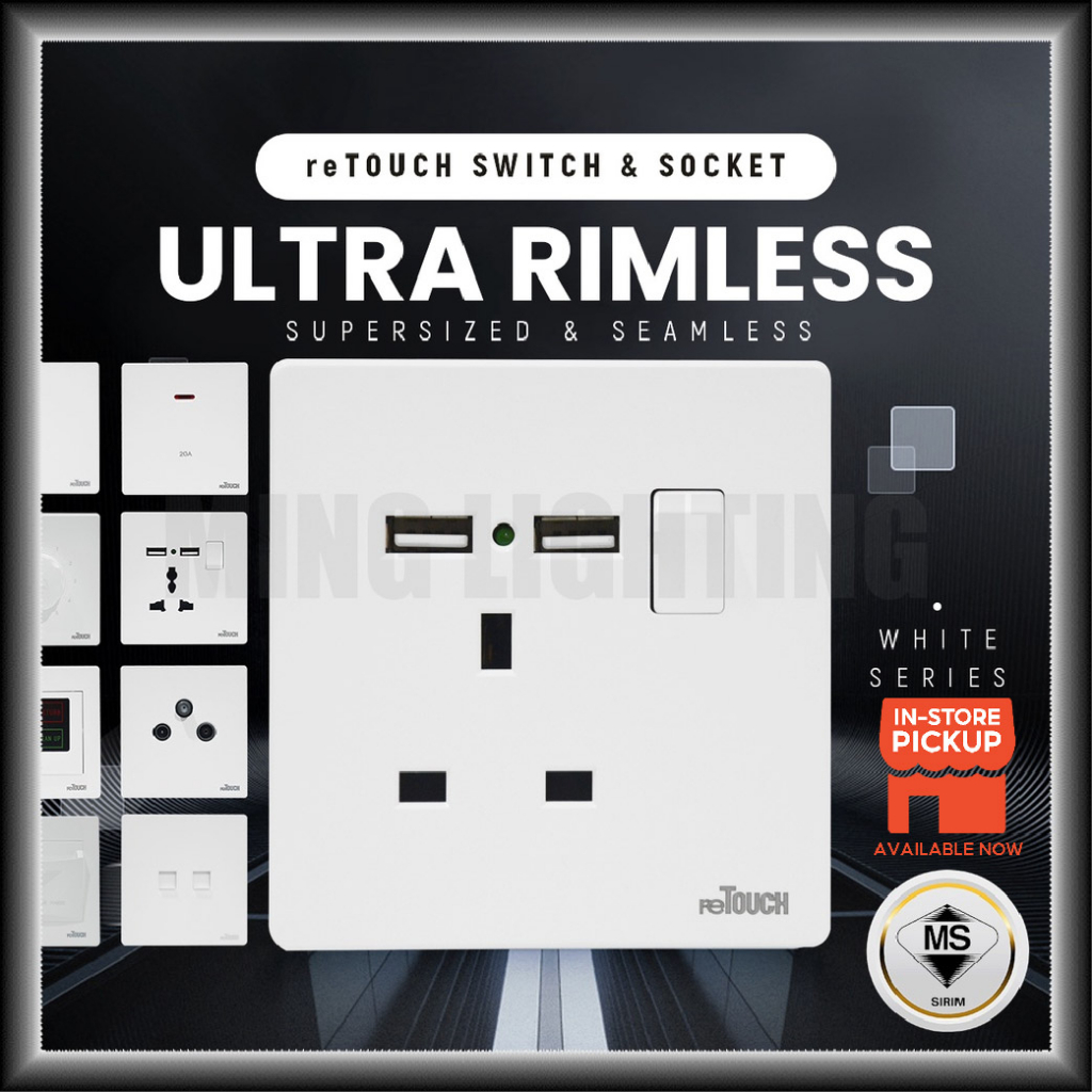 [SIRIM] reTouch Ultra Rimless White Modern Socket Wall Switch Door Bell ...