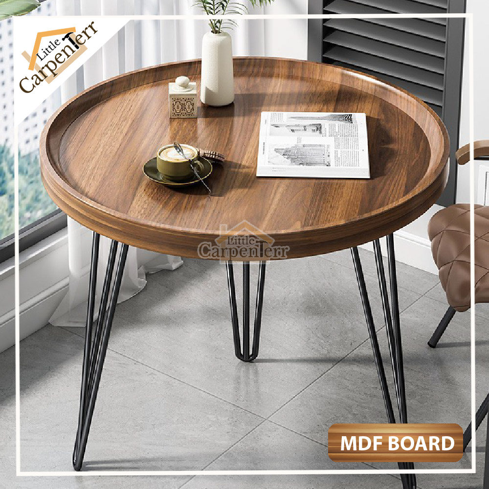 Little Carpenterr Minimalist Wooden Coffee Table Meja Bulat Modern ...