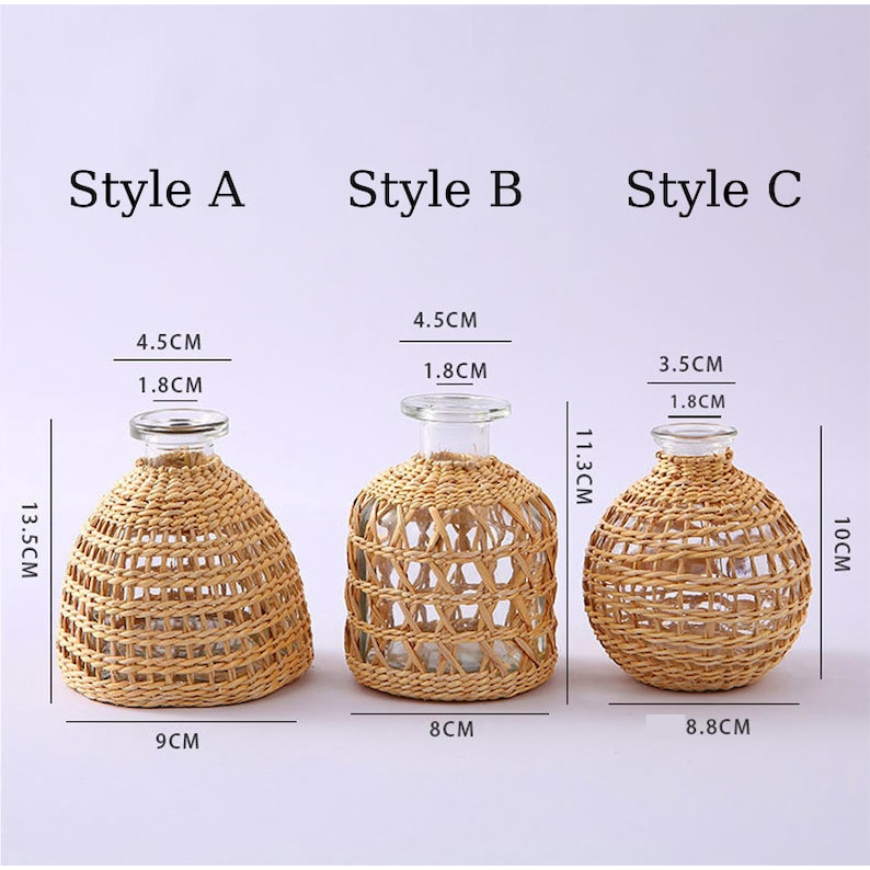 Glasses Rattan Vases Flower Nordic Style Modern Decorative Vases ...