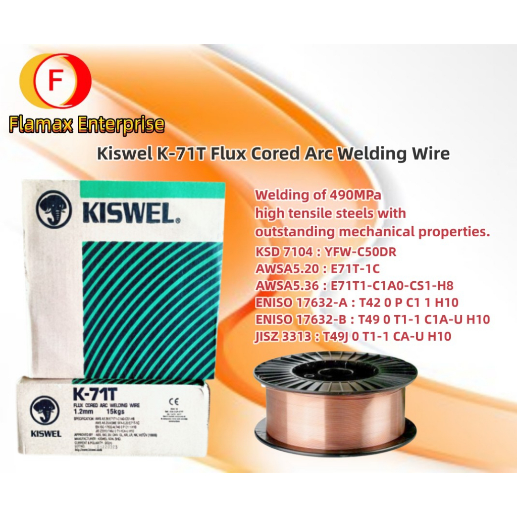 Kiswel K-71T Flux Cored Arc Welding Wire (15kg) (Pls contact us for ...