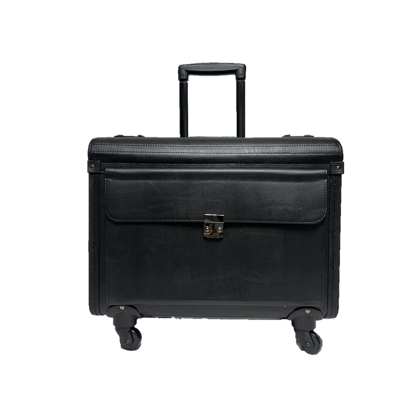 High Quality Can Print Your Own Logo Leather Trolley Pilot Case Lawyer