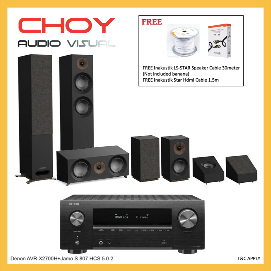 Denon AVRX2700H 7.2Channel AV Receiver + Jamo S807 HCS 5.0.2 Home