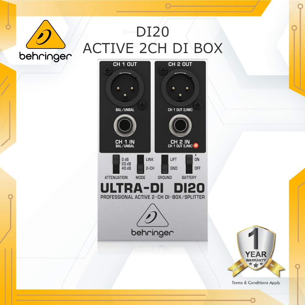 BEHRINGER ULTRA DI DI20 Active 2 Channel DI Box/Splitter Shopee