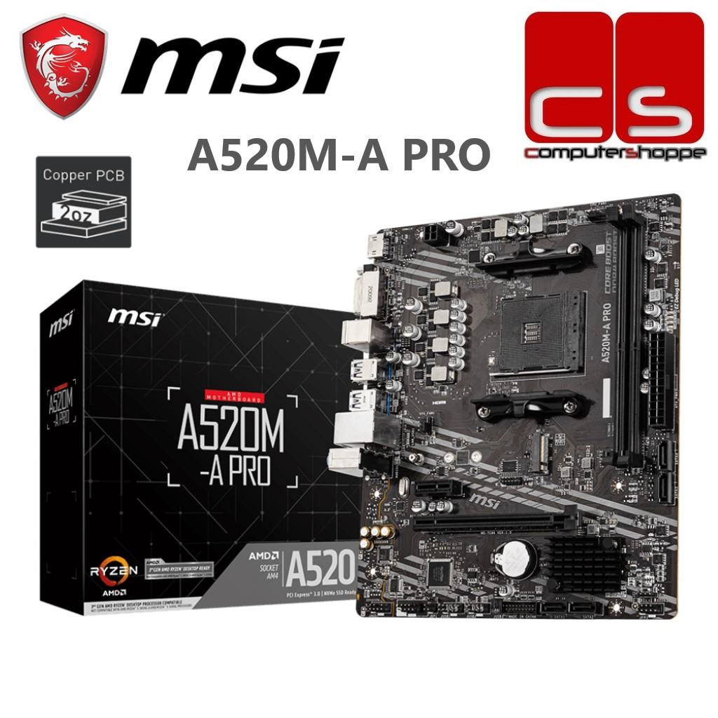 MSI A520MA PRO AM4 MATX Motherboard + AMD Processor Combo Shopee