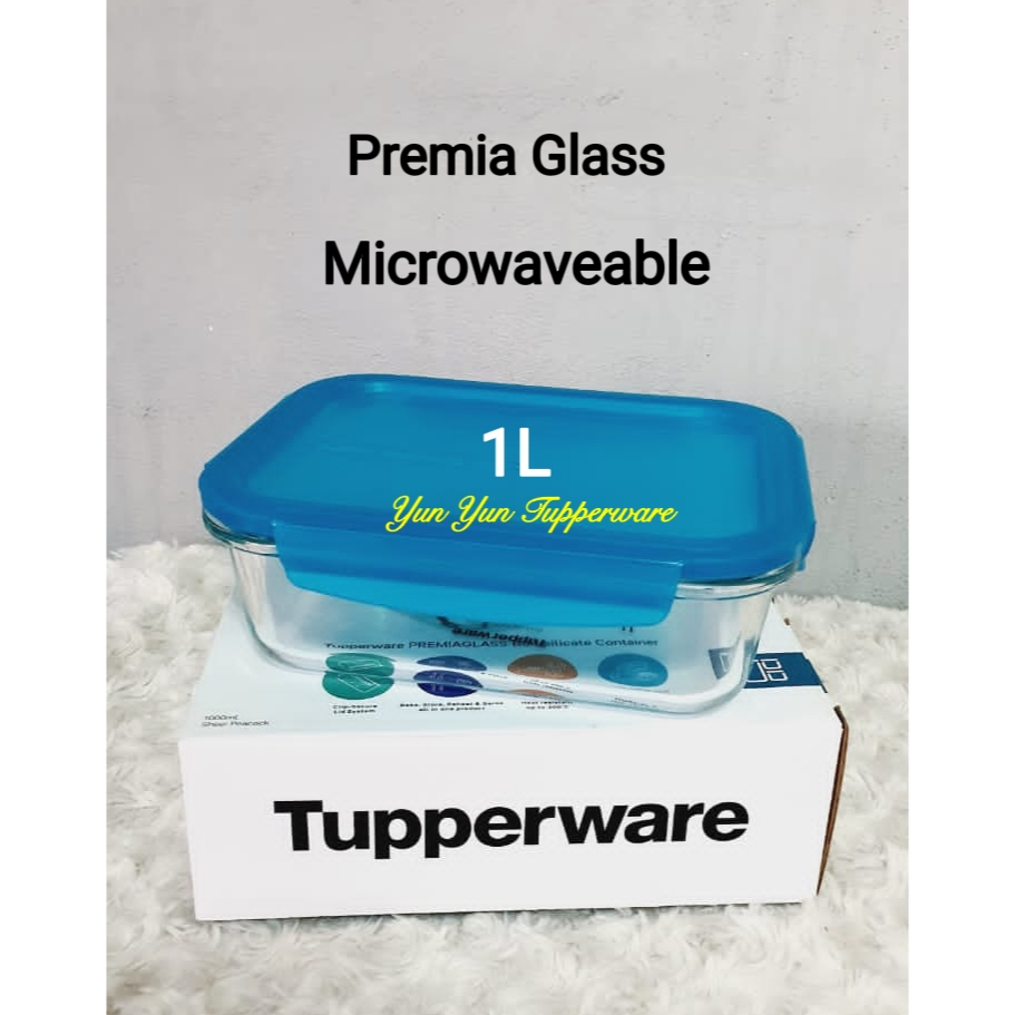 Tupperware Premia Glass Rectangular Set 1L (1 PC) - Blue / Red | Shopee ...