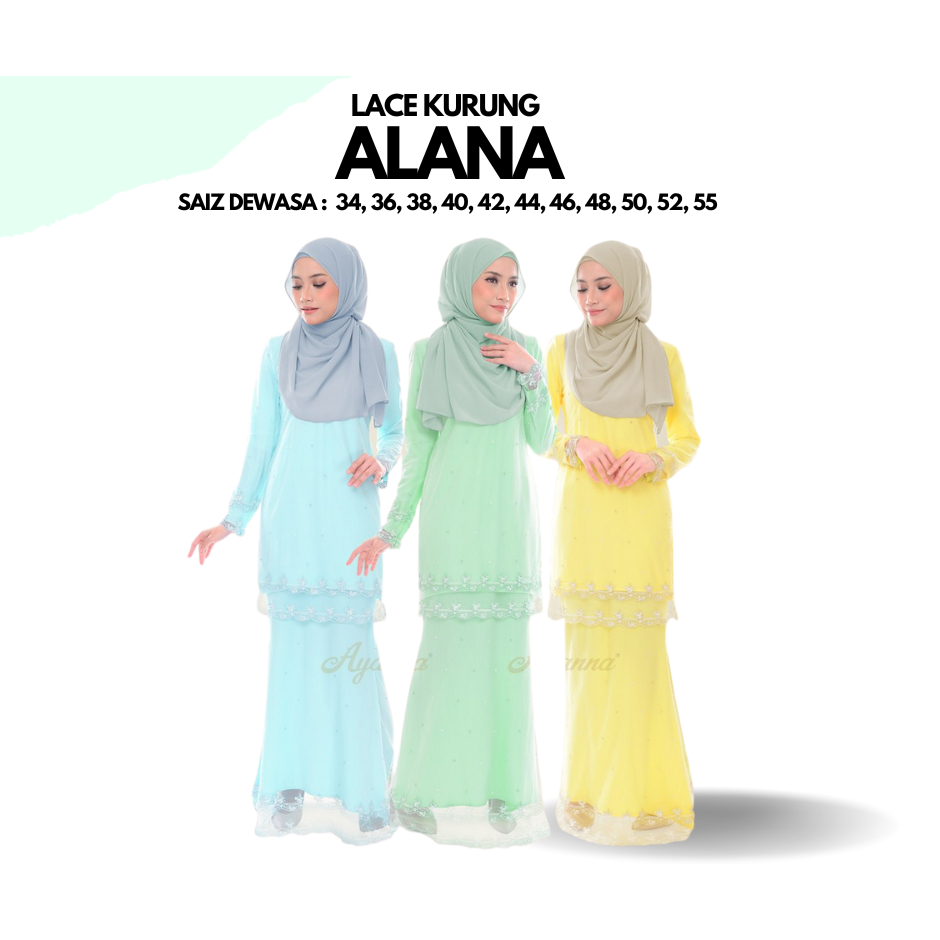 Alanna Lace Kurung Dewasa Saiz 34 55 Remaja Plussize Baju Raya 2023 Shopee Malaysia 2355