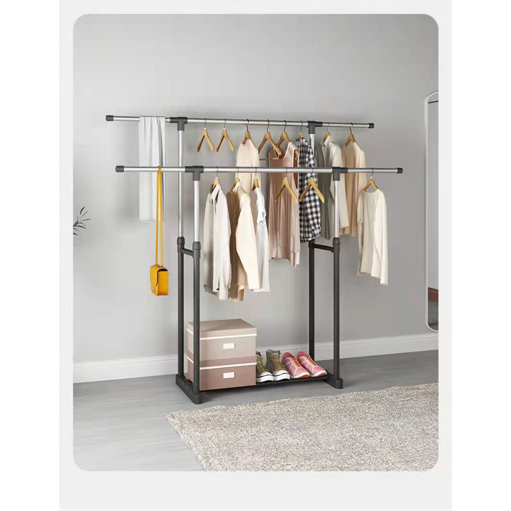 Clothes Hanger Rack Towel Stand Organizer Laundry Drying Rack Pole ...