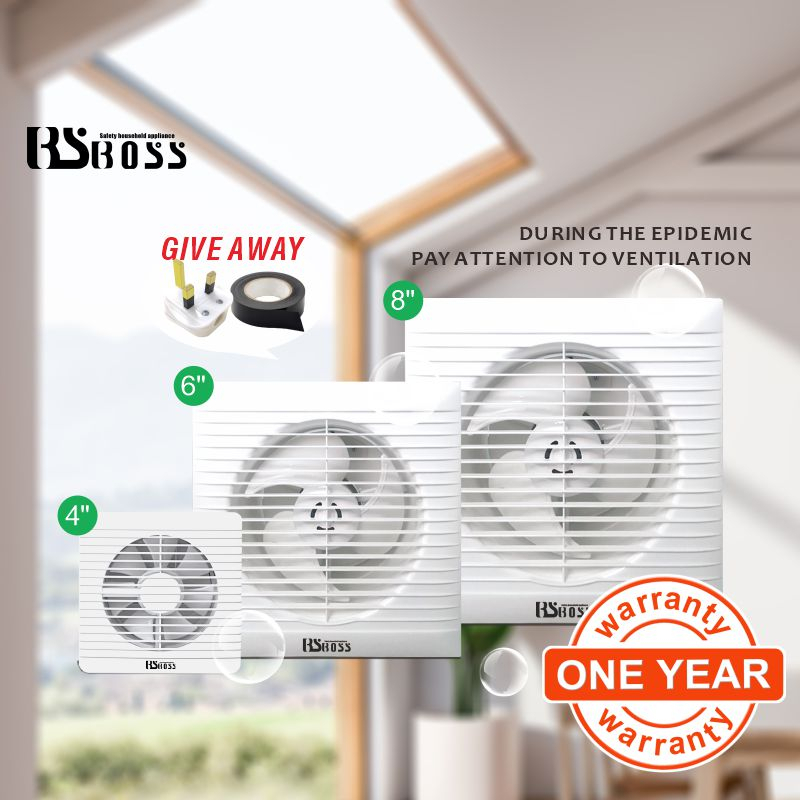 BSBOSS Exhaust Fan 4 inch 6 inch 8 inch wall Type PVC bedroom living