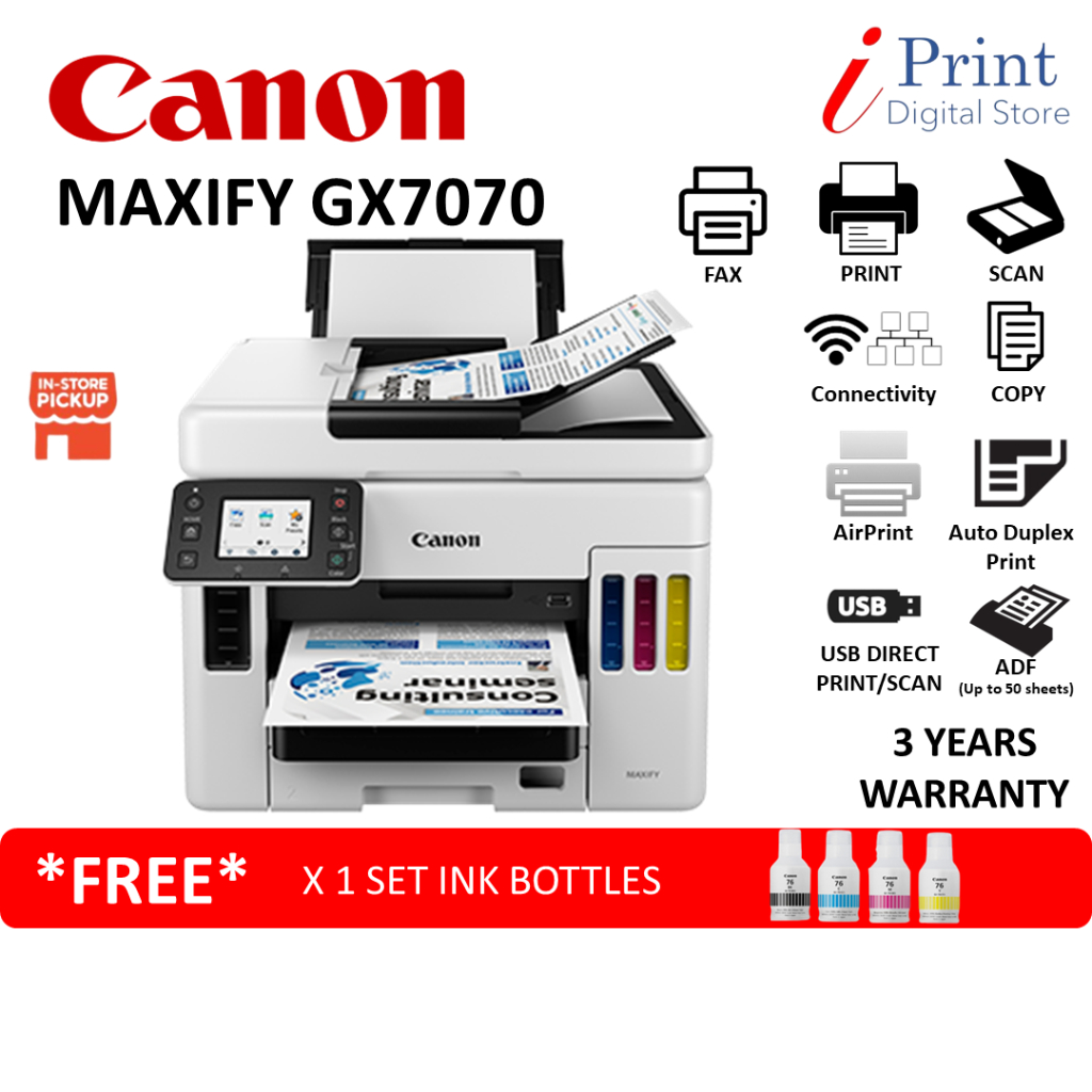 Canon Maxify Gx7070 Gx6070 Printer Ink Tank High Volume Printing All In One Printer Shopee 3351