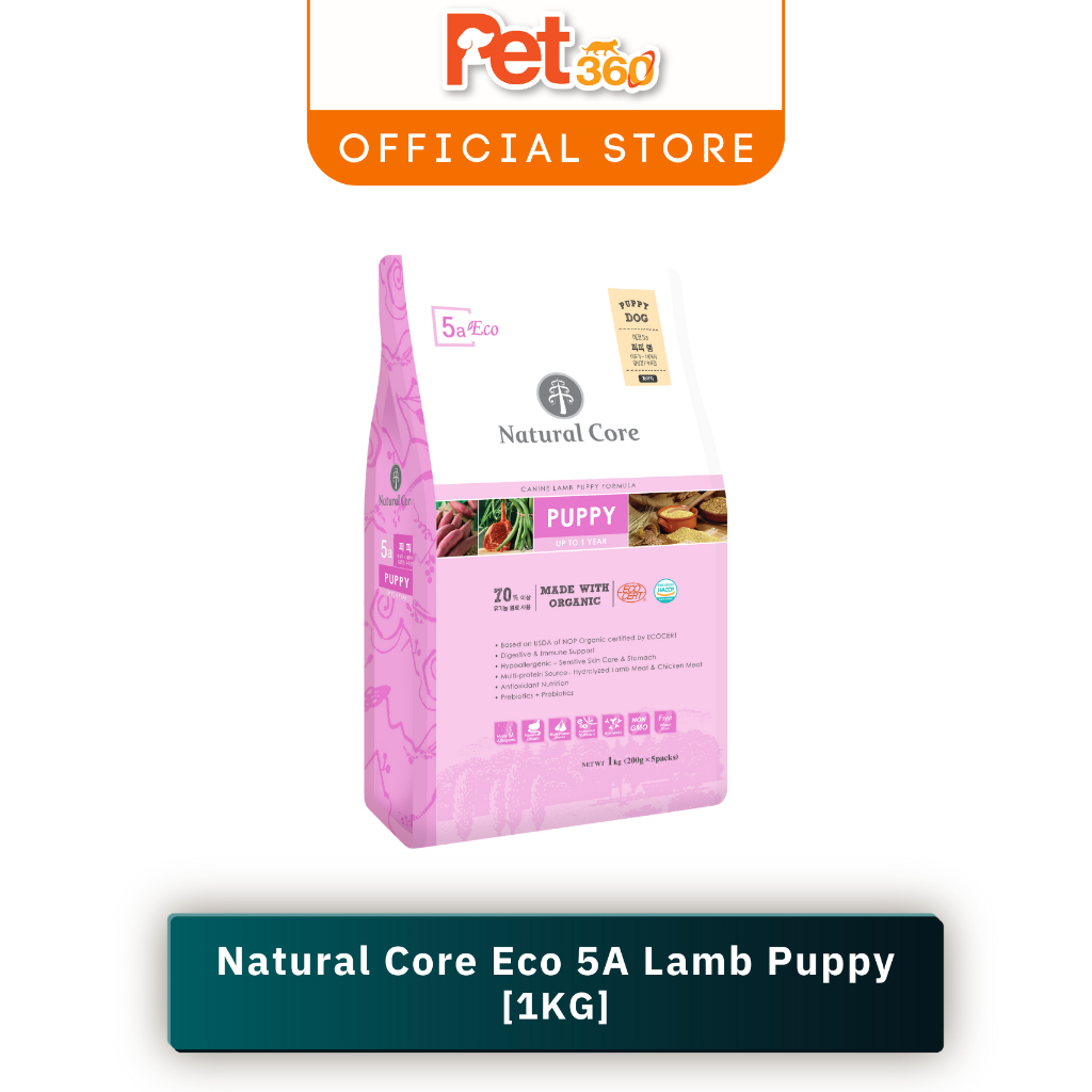 Natural Core Eco 5A Organic Puppy Dry Dog Food Lamb/Chicken (1kg