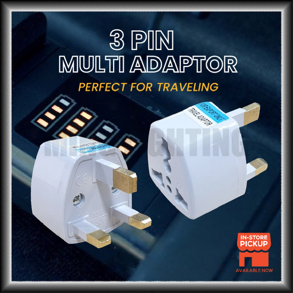 UK 3 Pin Plug Multi Adapter 13A Universal Adaptor Neon Light Socket ...