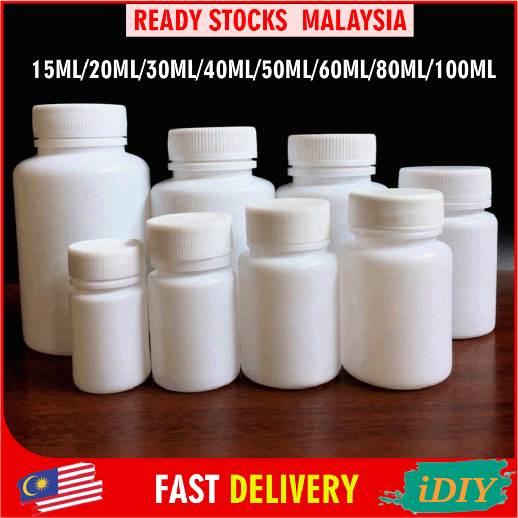 Medicine Bottle White Pill Capsule Container Medicine Pill Storage Container Botol Ubat 7175